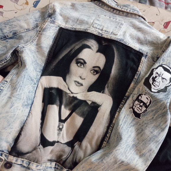 WIP NFS Acid washed classic horror lovers ooak custom upcycled patch jacket! - Picture 2 of 9